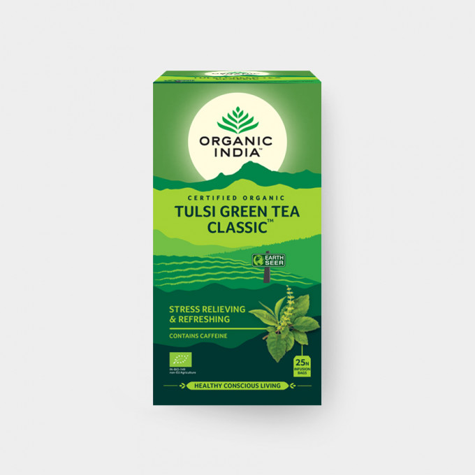 Organic India Tulsi se zeleným čajem BIO 25 sáčků