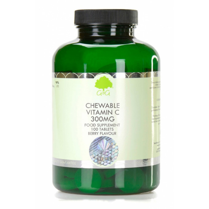G&G Vitamins Malinové žvýkací tablety s vitaminem C 300 mg 100 tablet