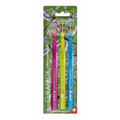 Curaprox Zubní kartáček Super soft 3960 3-pack DRAGON FLY (vínový, žlutozelený a modrý)