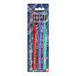 Curaprox Zubní kartáček Super soft 3960 3-pack DRAGONFLY (červený, fialový a tyrkysový)