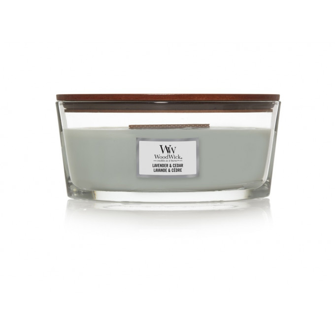 WoodWick Smoked Lavender & Cedar svíčka loď 453.6 g