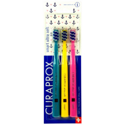 Curaprox Zubní kartáček Smart ultra soft 3-pack Sailing (tyrkysový, žlutý, růžový)