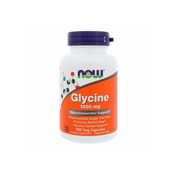 NOW Foods Glycin 1000 mg, 100 rostlinných kapslí