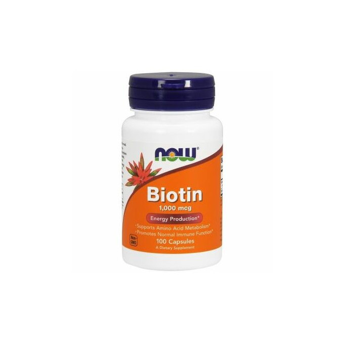 NOW Foods Biotin 1000 mcg, 100 kapslí