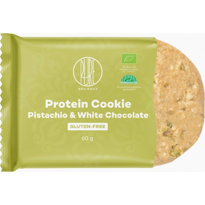 BrainMax Pure Protein Cookie - Pistácie & Bílá čokoláda BIO 60 g